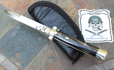 AIK's BROWN RECLUSE Square Button Switchblade w/ Horn